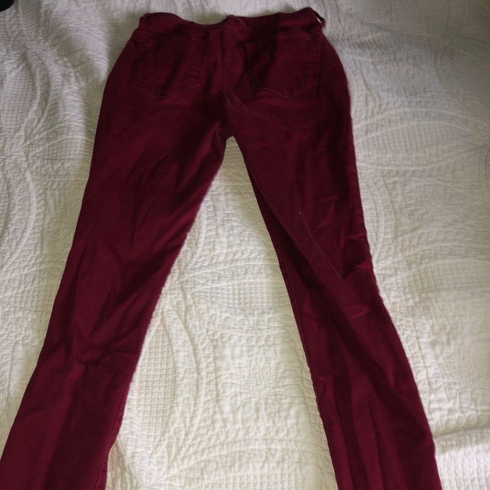 Maroon denim jeans
